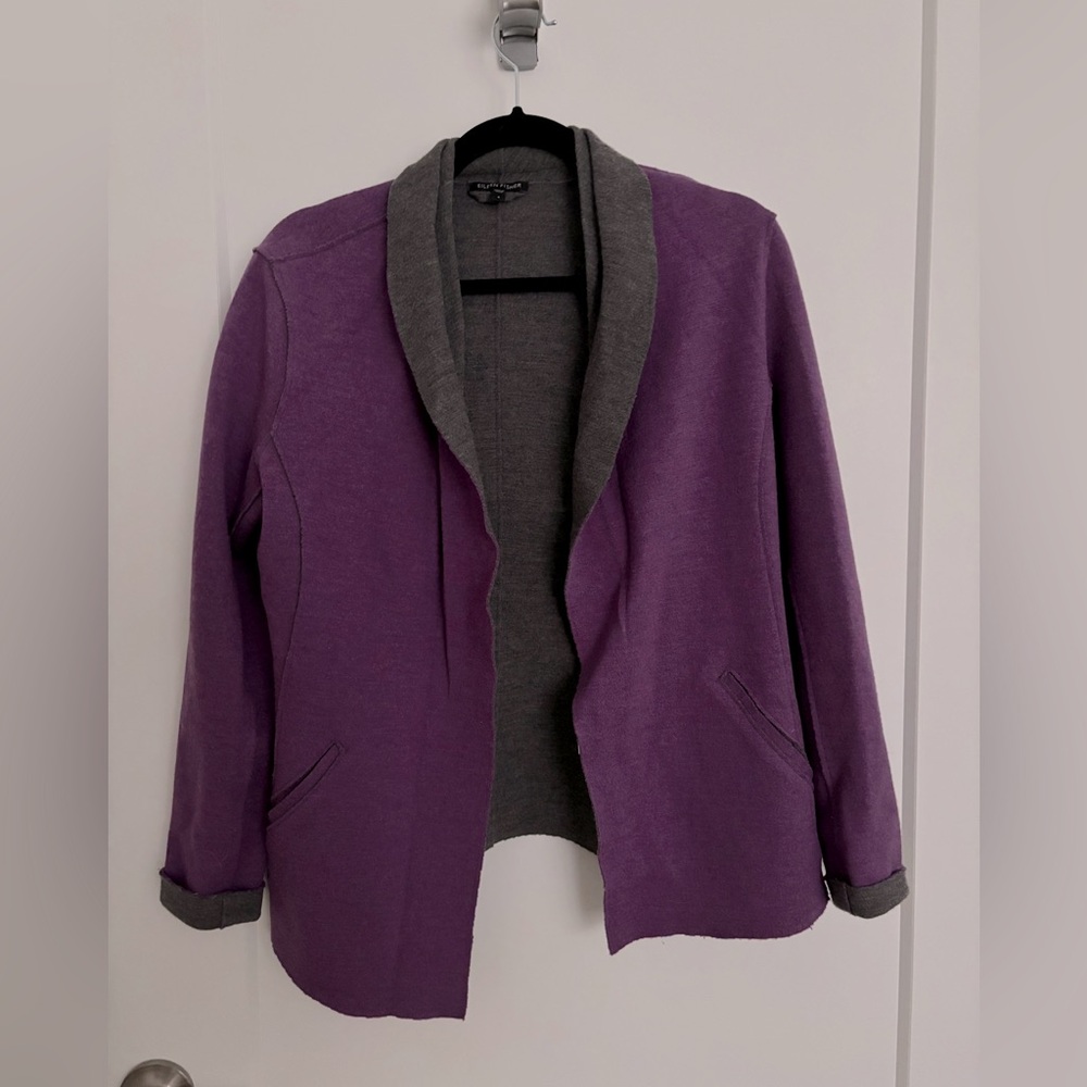 Eileen Fisher wool relaxed blazer / cardigan